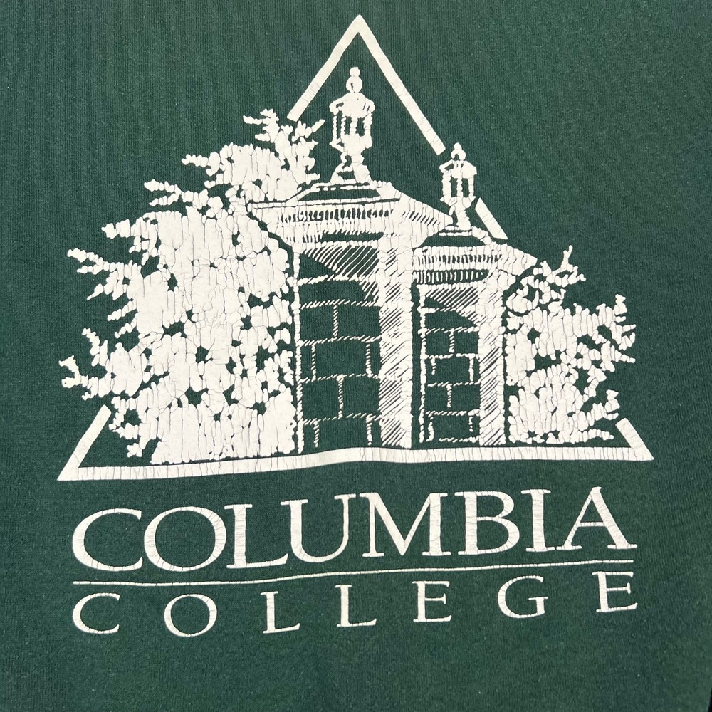 Columbia College Vintage Sweatshirt Men XXL Green Rogers Gate Fruit of the Loom